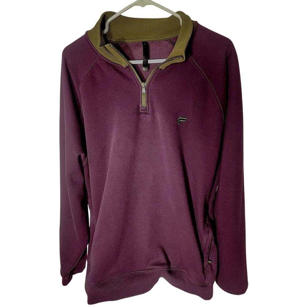 Fila Mens 2XL 1/4 Zip Pullover Sweatshirt Plum Olive Green Neckline Athletic